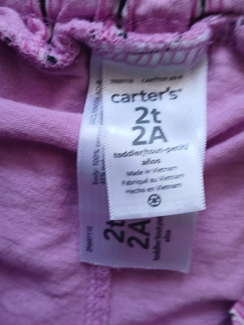 Carter's 2T Pink Striped Two Piece Skort Set Tank Top & Ruffle 100% Cotton - Picture 3 of 5